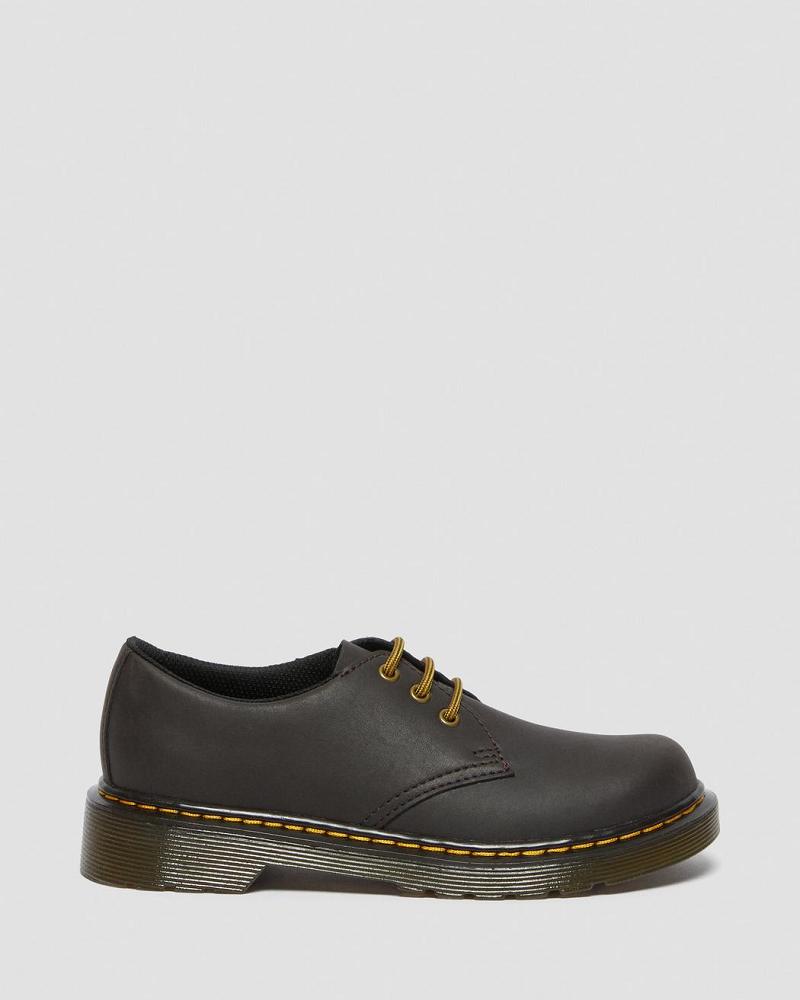 Kids' Dr Martens Junior 1461 Wildhorse Leather Shoes Dark / Brown | AU 726GSO